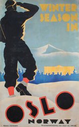 Winter Season in Oslo Norway original vintage poster