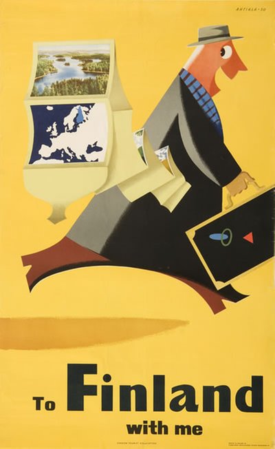To Finland with me original poster designed by Ahtiala, Heikki (1913-1983)