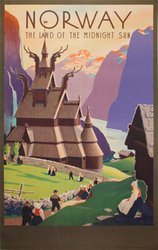 Norway - the land of the midnight sun original vintage poster