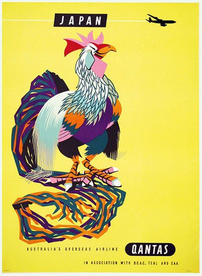 Qantas Japan	 original poster designed by Rogers, Harry (1929-2012)