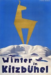 Winter in Kitzbühel Austria original vintage poster