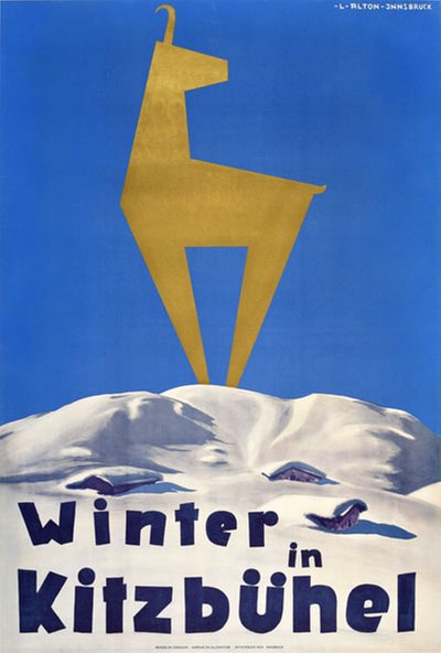 Winter in Kitzbühel Austria original poster designed by Alton, Lois Lupp (1894-1972)