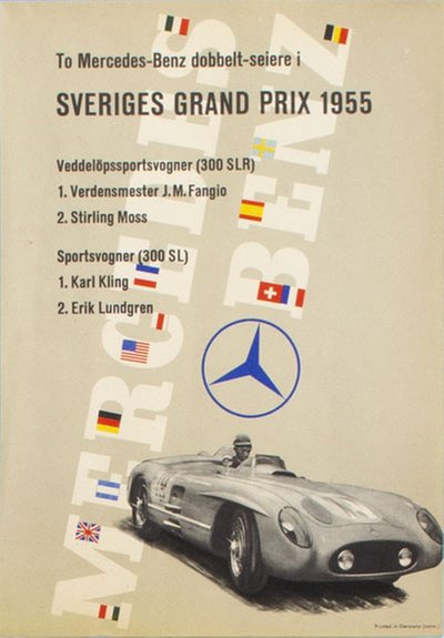 Mercedes-Benz Sveriges Grand Prix 1955 original poster 