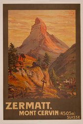 Zermatt Mont Cervin Matterhorn original vintage poster