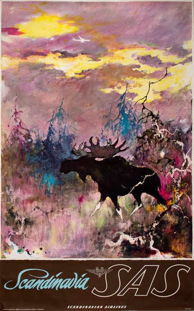 SAS - Scandinavia - Elk Moose original poster designed by Nielsen, Otto (1916-2000)