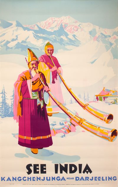 See India Kanchenjunga Near Darjeeling original poster designed by Singh, Sobha (1901-1986)
