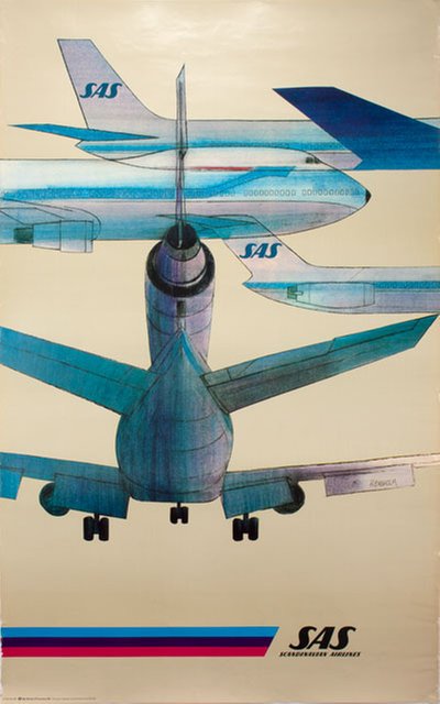 SAS Boeing 747 Jumbo Jet original poster designed by H. Engholm