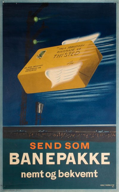 DSB - Banepakke original poster designed by Rasmussen, Aage (1913-1975)