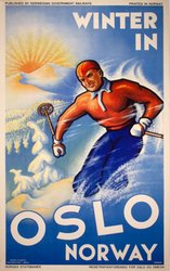 Winter in Oslo original vintage poster