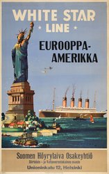 White Star Line New York Europe America original vintage poster