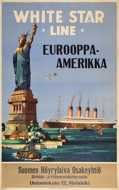 White Star Line New York Europe America original poster 
