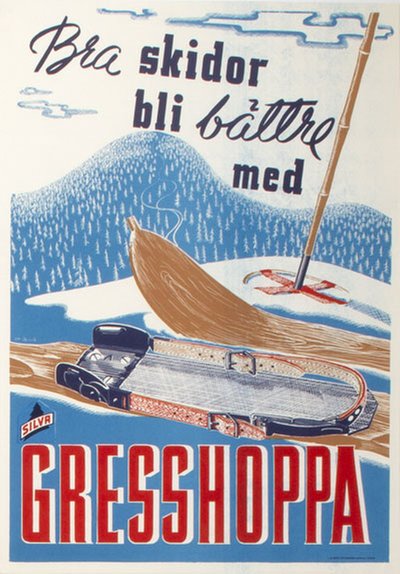 Gresshoppa Norwegian ski bindings original poster 