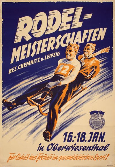 Rodelmeisterschaften in Oberwiesenthal original poster designed by Hommela Chemnitz