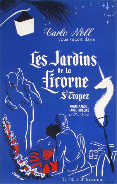Carlo Nell Les Jardins de la Licorne original poster designed by David, J