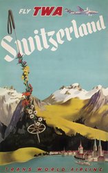 TWA Switzerland original vintage poster