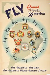 Fly Round South America original vintage poster