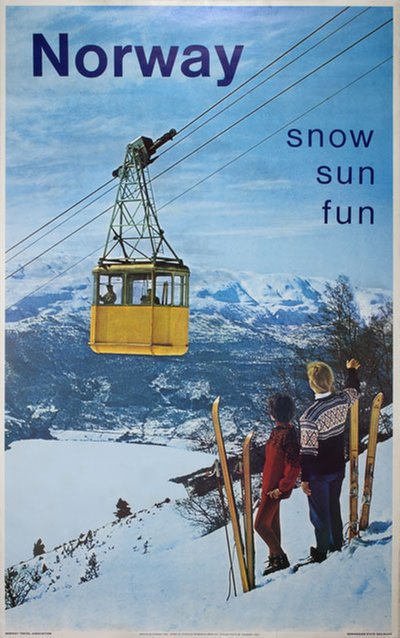 Norway Voss Snow Sun Fun original poster designed by Photo: Knudsen