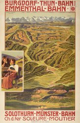 Burgdorf-Thun-Bahn Switzerland original vintage poster