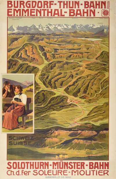 Burgdorf-Thun-Bahn Switzerland original poster designed by Reckziegel, Anton (1865-1936)