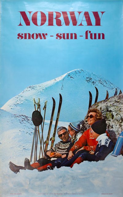 Norway Ski Poster Snow Sun Fun 1970 original poster designed by Photo: Sohlberg, Jan Fredrik (1916-1979)