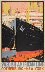 Swedish American Line - Gothenburg - New York original vintage poster