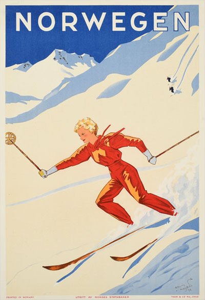 Norwegen - 1933 Ski Poster original poster designed by Nielsen, Erling (1897–1954)