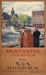 Sightseeing Stockholm Nyman och Schultz original vintage poster