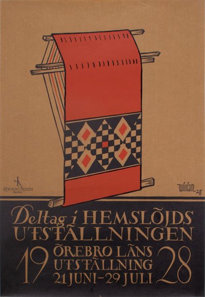 Örebro läns utställning Hemslöjd1928 original poster designed by William