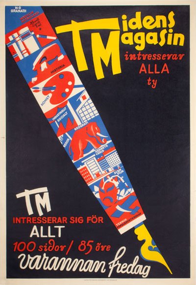 Tidens Magasin intresserar alla original poster designed by Granath, Nils Gustaf (1896-1937)