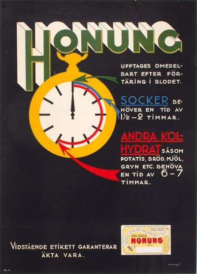Honung Sveriges Biodlares Riksförbund original poster designed by Cronsjö, Olle (1899-1972)