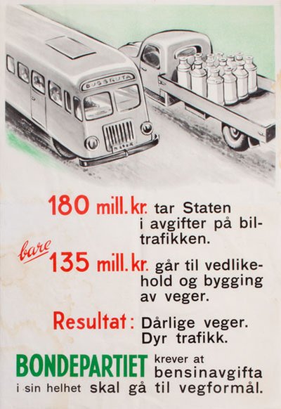 Bondepartiet bensinavgift original poster 