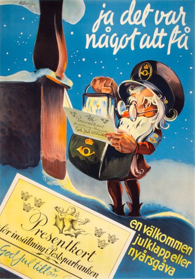 Postsparbanken Presentkort 1940 original poster designed by Thoresson, Hjalmar (1893-1943)