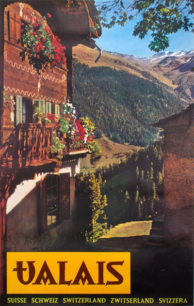 Valais Suisse Schweiz Switzerland original poster designed by Photo: Hans-Heinrich Schellenberg