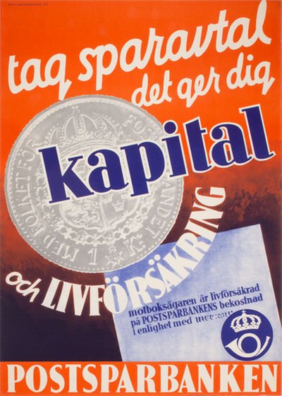 Postsparbanken 1942 original poster 