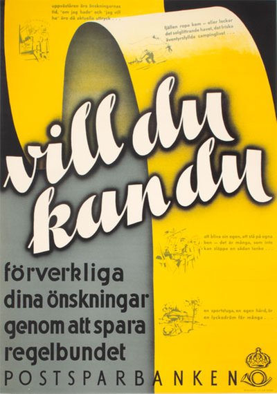 Postsparbanken Spara Regelbundet original poster 