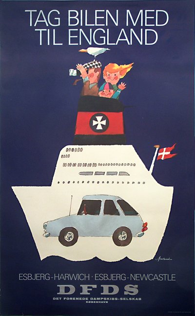 DFDS - Newcastle - Esbjerg original poster designed by Antoni, Ib (1929-1973)