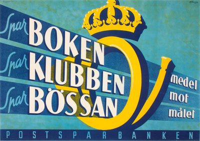 Postsparbanken Sparboken Sparklubben Sparbössan original poster designed by Thoresson, Hjalmar (1893-1943)