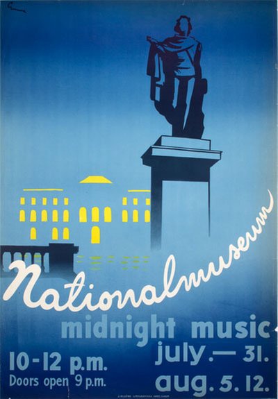 Nationalmuseum Midnight Music original poster designed by Gunne, Carl Mikael (1893-1979)