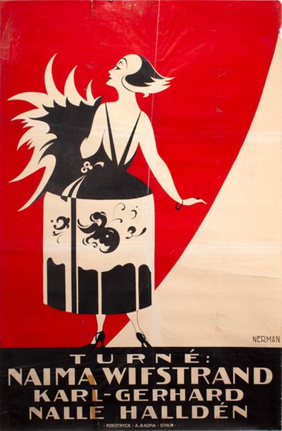 Turné Naima Wifstrand Karl-Gerhard Nalle Halldén original poster designed by Nerman, Einar (1888-1983)