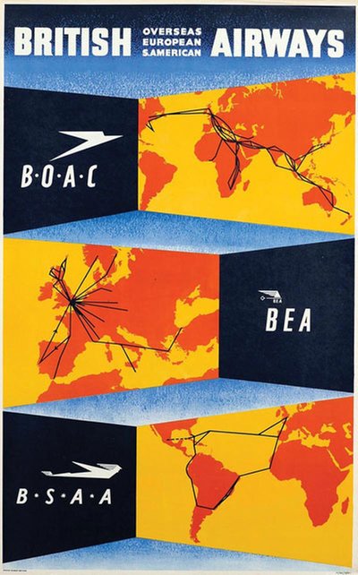 British Airways BOAC BEA BSAA original poster 
