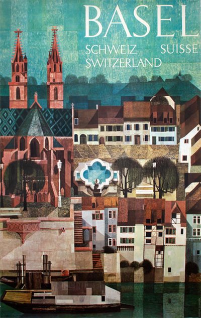 Basel Schweiz Suisse Switzerland original poster designed by Schneider, Marcus (1938-2021)
