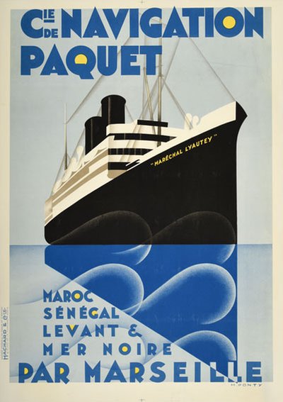 Cie de Navigation Paquet original poster designed by Ponty, Max (1904-1972)