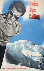 Swiss Alps Calling original vintage poster