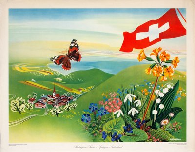 Printemps en Suisse - Spring in Switzerland original poster designed by Eidenbenz, Hermann (1902-1993)