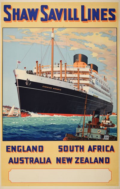 Shaw Savill Line - South Africa Australia New Zealand original poster designed by McDowell, William John Patton (1888-1950)