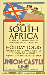 Union Castle Line to South Africa original vintage poster
