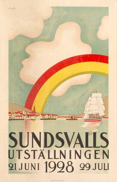 Sundsvallsutställningen 1928 original poster designed by Håkansson, Gunnar (1891-1968)