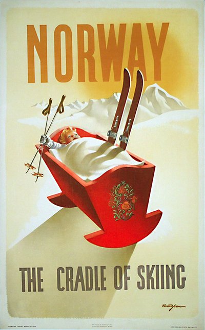 Norway - The Cradle of Skiing original poster designed by Yran, Knut (1920-1998)
