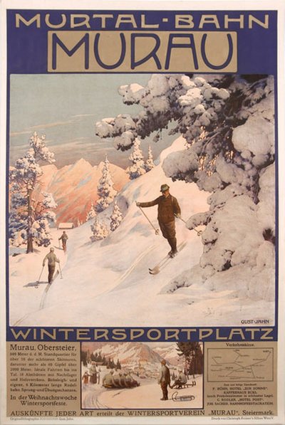 Murtal-Bahn Murau Wintersportplatz Steiermark original poster designed by Jahn, Gustav (1879-1919)