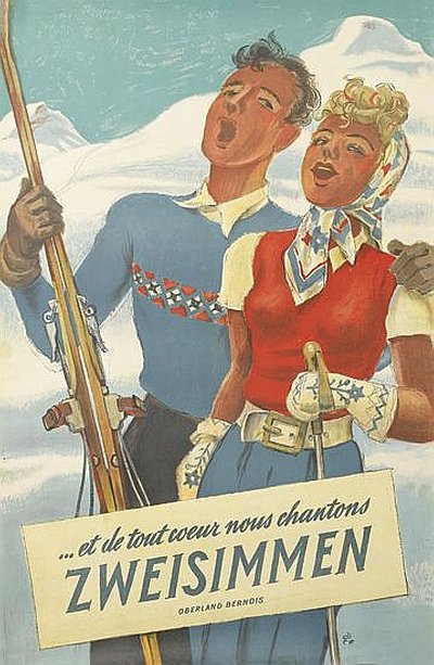 Zweisimmen - Switzerland original poster designed by Hugo Laubi (1888-1959) 